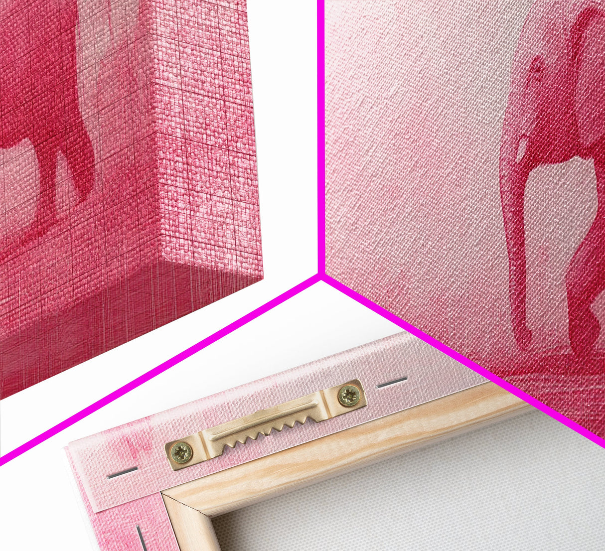Preppy Pink Elephant Framed Canvas Print Ready To Hang Panoramic Wall Art Girl's Dorm Room Wall Art Ready To Hang