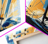 Pop Art Sailboat Painting Print - Vibrant Colorful Seascape Art - Nautical Landscape - Panoramic Ultra Wide Wall Art - Sail Boat Art