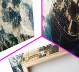 The Storm - Sailboat Battles a Hurricane Framed Canvas Print Panoramic Nautical Decor Fisherman Painting Nautical Landscape Painting