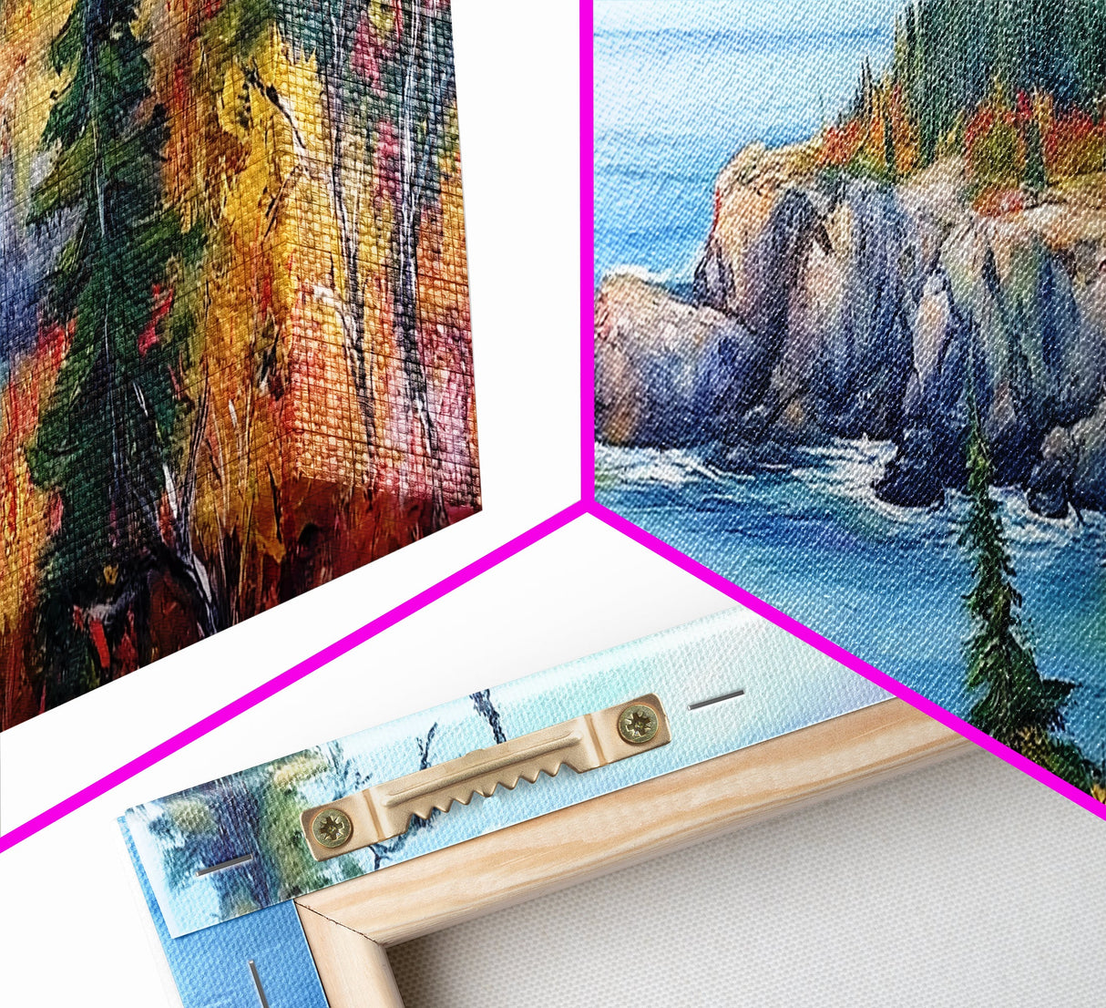 Acadia National Park, Framed Canvas Print, Acadia Watercolor Painting, Extra Wide Panoramic Wall Art, Horizontal Mountain Landscape Painting