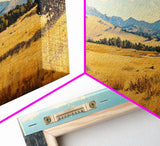 Retro Western Landscape Painting Print, Boho Southern Decor, Fall Decor, Above mantle Art, Centerpiece Art, Landscape Oil Painting