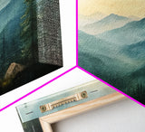 Minimalist Watercolor Painting Print of The Blue Ridge Mountains, Framed Canvas Print, Modern Landscape Painting