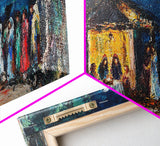 Abstract Oil Painting Print of The Nativity - Framed Canvas Print - Christian Christmas Wall Art - Wood Framed Art - Above Mantle Art