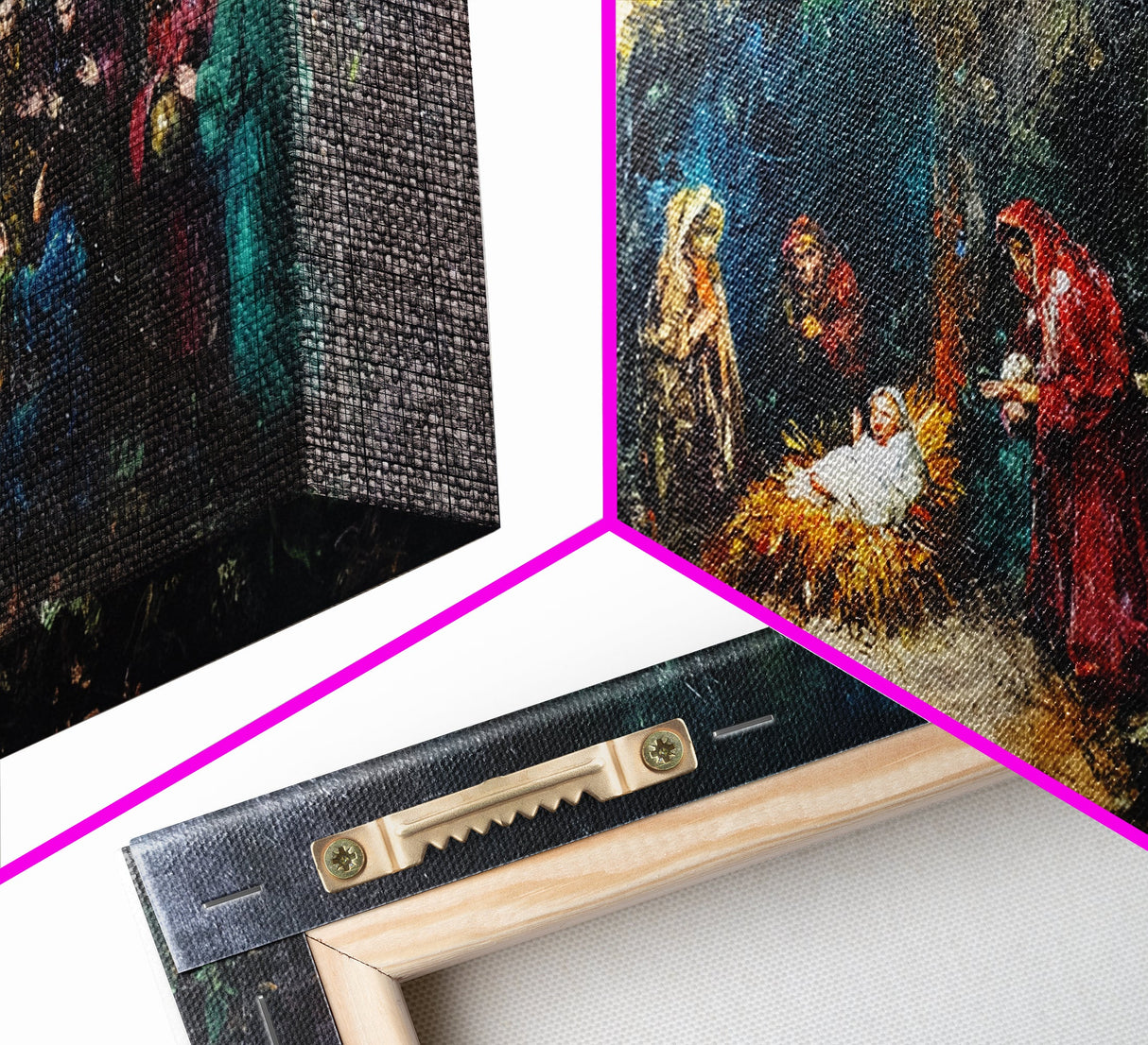 Modern Abstract Oil Painting Print of Nativity - Framed Canvas Print - Christrmas Art - Christian Wall Art - Christmas Home Decor