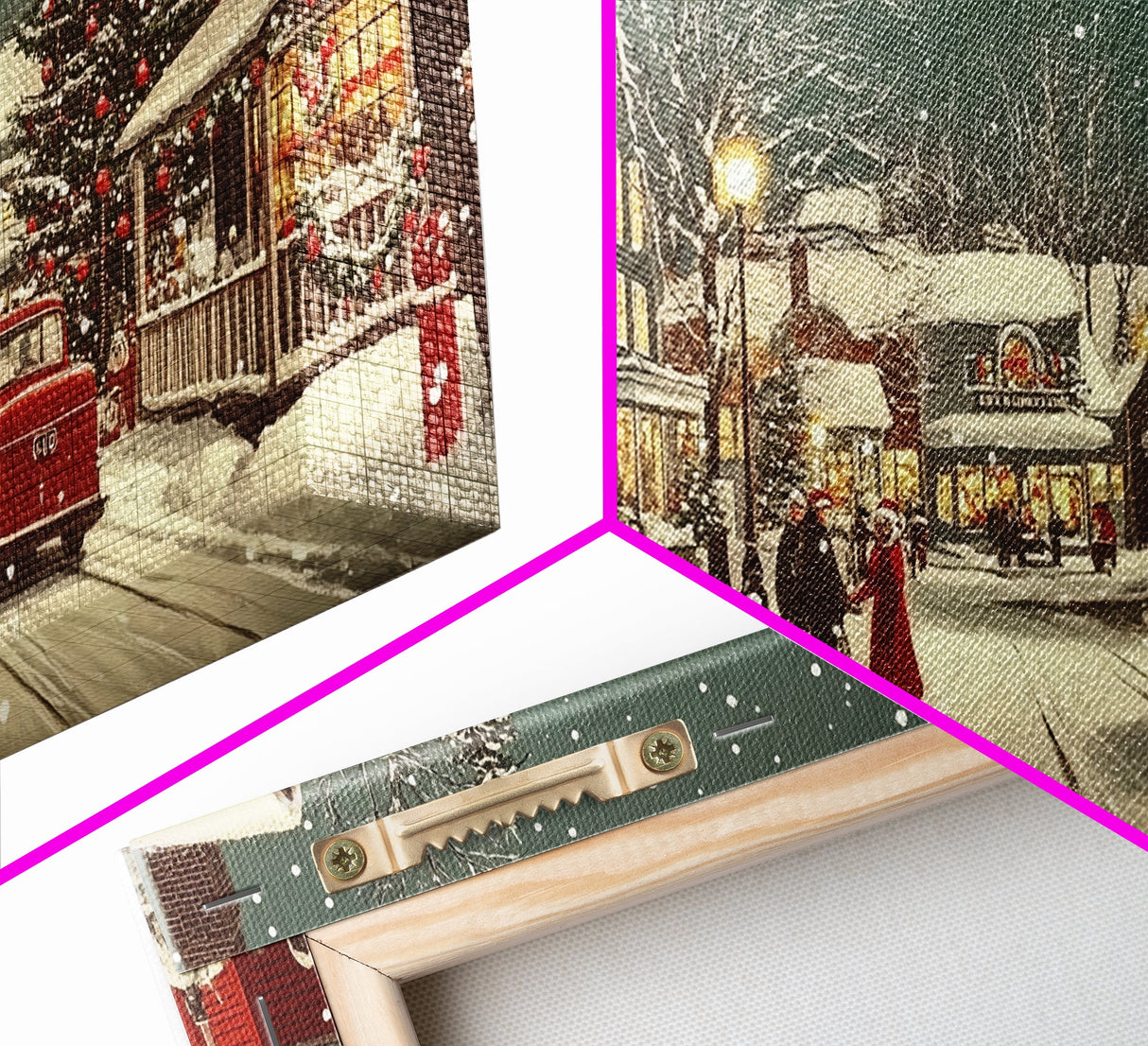 Funky Christmas Village Wall Art Oil Painting Print, Christmas home Decor, Christmas Art, Ready To Hang Painting, Christmas Painting