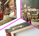 Funky Christmas Village Wall Art Oil Painting Print, Christmas home Decor, Christmas Art, Ready To Hang Painting, Christmas Painting