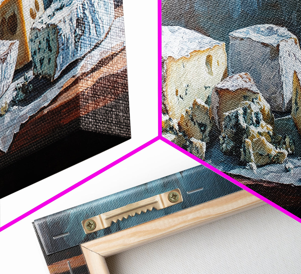 Oil Painting of Bleu Cheese Framed Canvas Print - Funky Kitchen Art - Ready To Hang - Painting For Kitchen - Eclectic Home Decor - Kitsch Kitchen