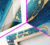 Blue, White and Gold Marble Canvas Print - Marble Painting - Centerpiece Wall Art - Statement Piece - Bold Artwork - Trendy Art - Abstract Art