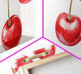 Kitchen Wall Art - Watercolor Painting of Cherries - Canvas Print - Cherry Wall Art - Cherry Decor - Cherries Kitchen Wall Art - Kitsch Kitchen