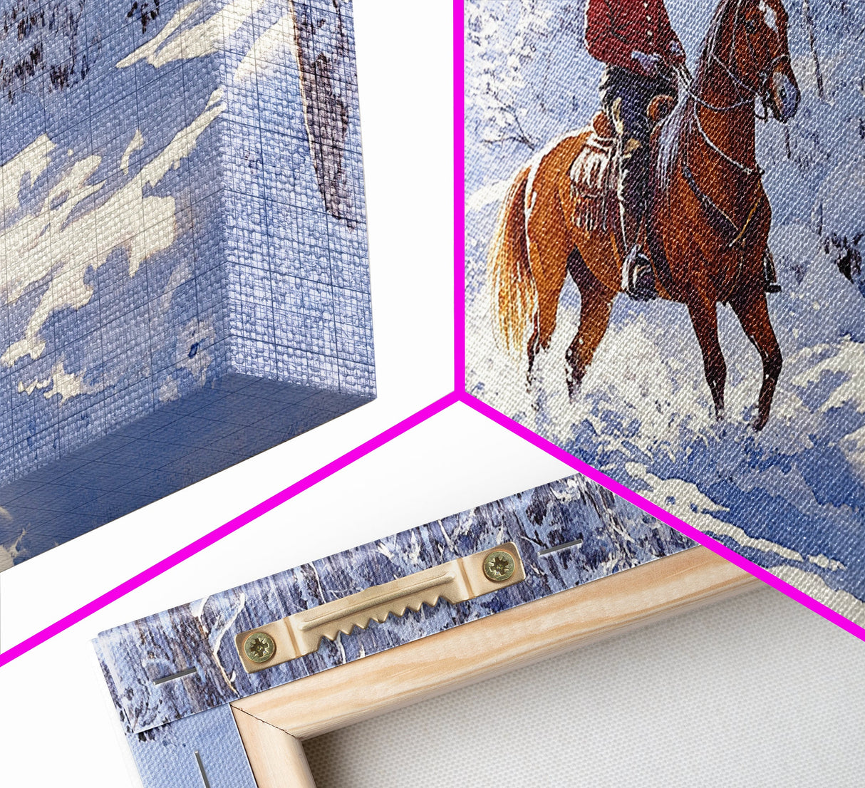 The Winter Cowboy Framed Canvas Print - Cowboy Rides His Horse Through The Snow - Cabin Decor - Outdoorsman Gift Idea - Cowboy Gift