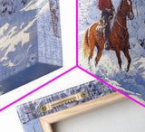The Winter Cowboy Framed Canvas Print - Cowboy Rides His Horse Through The Snow - Cabin Decor - Outdoorsman Gift Idea - Cowboy Gift