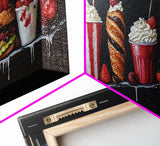 Diner Decor, Restaurant Wall Art, Canvas Print Painting Of Burgers, Desserts and Milk Shakes - 1950s Diner Wall Art