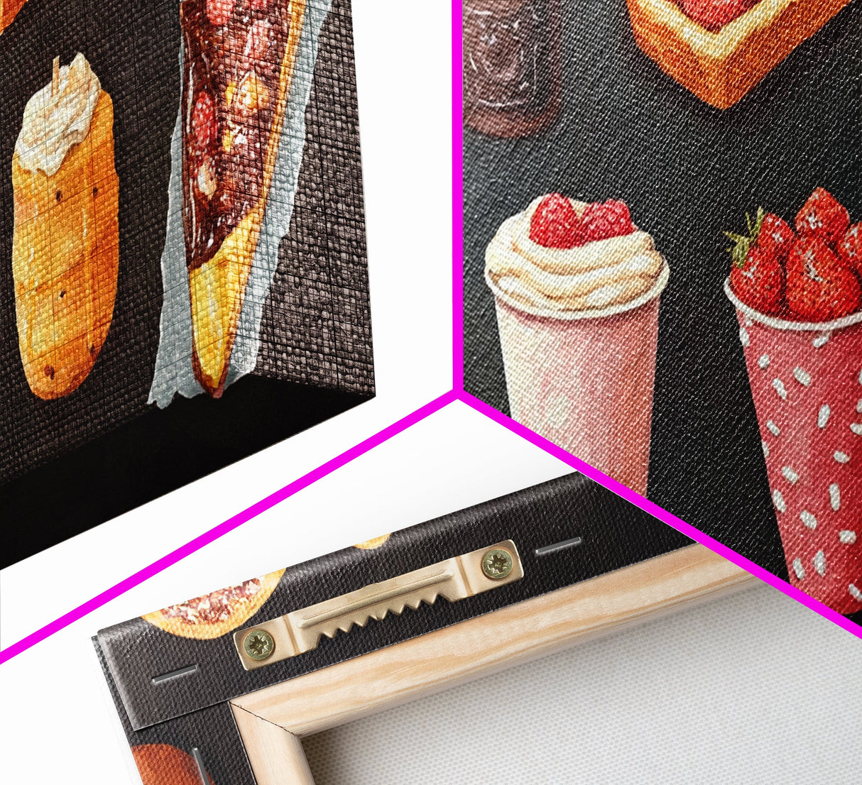 Retro Kitchen Wall Art Canvas Print, Oil Painting Of Desserts, Kitsch Home Decor, Dining Room Art, Restaurant Wall Art, Decor for Restaurant