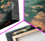 Forest at Dusk Painting Framed Canvas Print Long Narrow Wall Art, Rustic Decor Above Couch Art, Tall Skinny Art Gift Idea Christmas