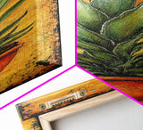 Vibrant Agave in Terra Cotta Framed Canvas Print Rustic Decor Agave Painting Botanical Prints Kitchen Wall Art