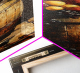 Still Life Oil Painting Print of Fruit and a Wine Barrel, Wine Room Art, Wine Cellar Art, Bar Decor, Tall Skinny Art, Skinny Vertical Art