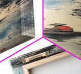 Fisherman in Boat Painting Canvas Print, Japanese Fishing Scene, Coastal Wall Art, Nautical Decor, Tall Narrow Art, Framed Canvas Print, Coastal Decor