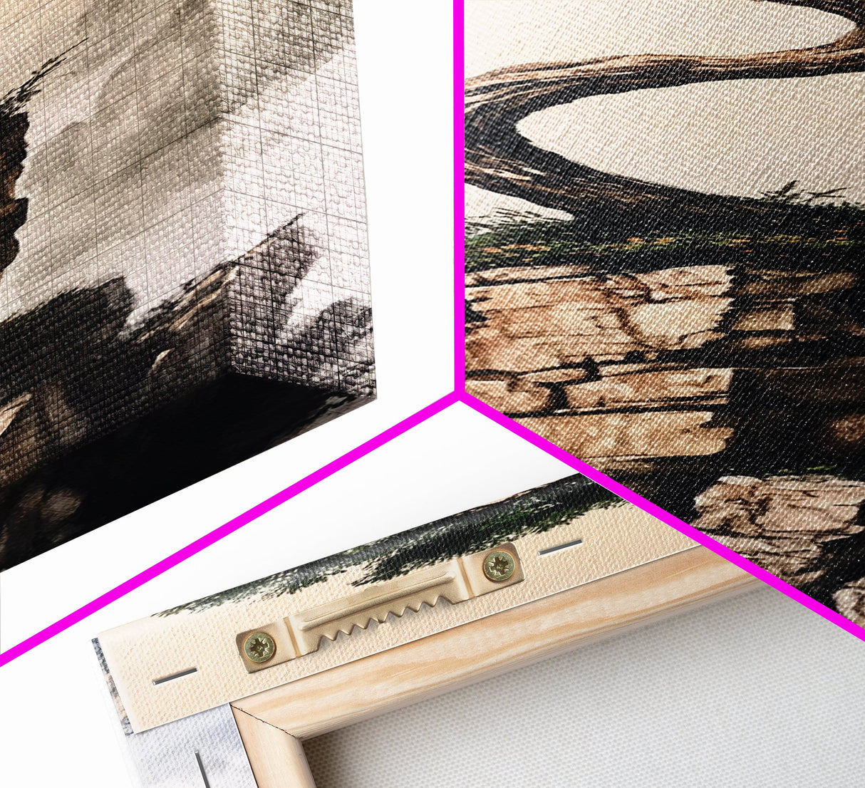 Framed Canvas Print Wabi Sabi Art Coastal Landscape Nautical Wall Art Pine Tree Artwork Living Room Decor Above Couch Art Serenity Gift