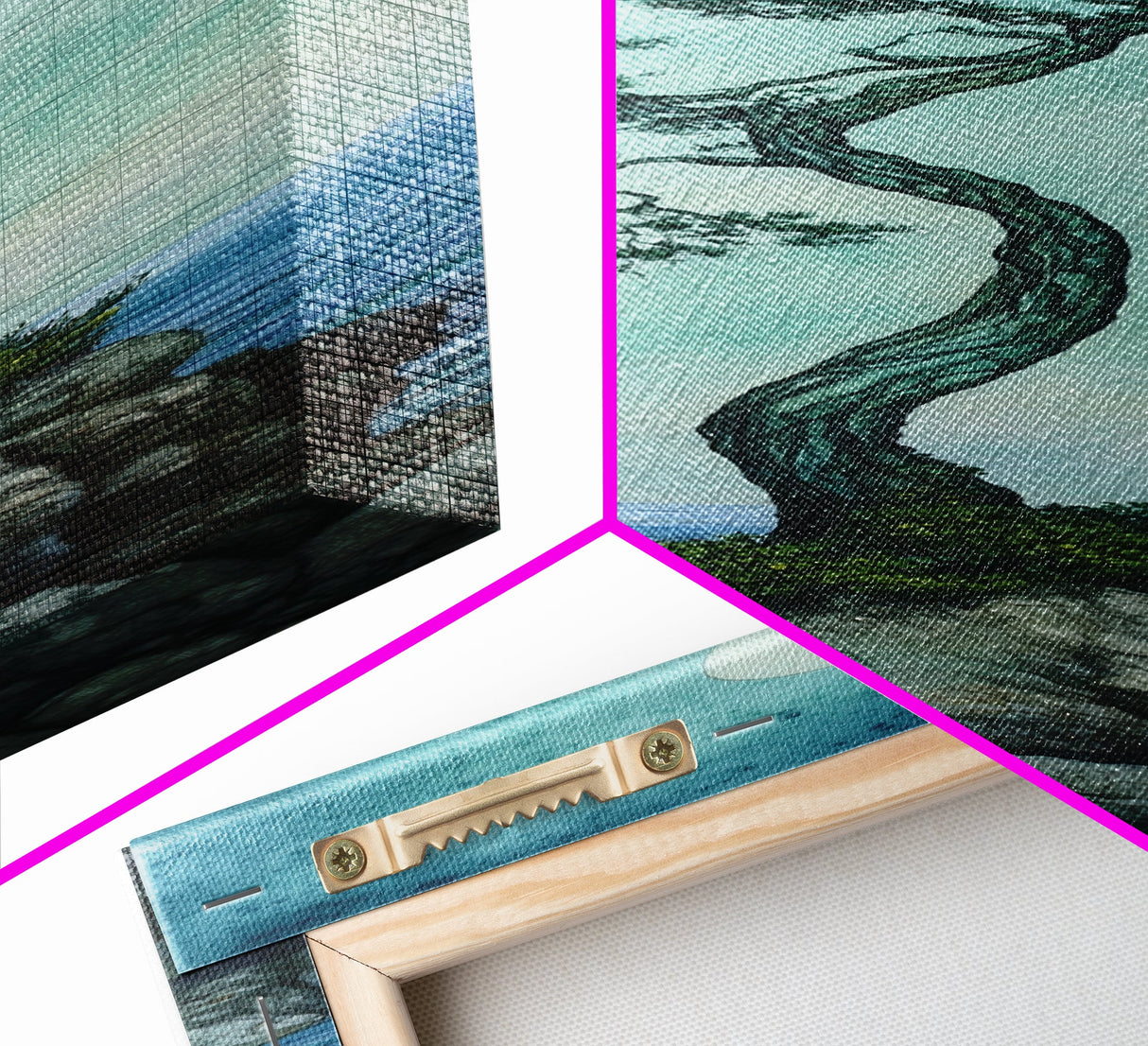Framed Canvas Print Nautical Decor Moon Oil Painting Calm Blue Tones Above Bed Wall Art Nautical Art Coastal Decor Bedroom Wall Accent