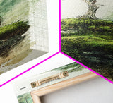 Framed Canvas Print Serene Tree Art Nature-Inspired Decor Wabi Sabi Art Botanical Print Calm Green Tones Above Couch Art Minimalist Decor