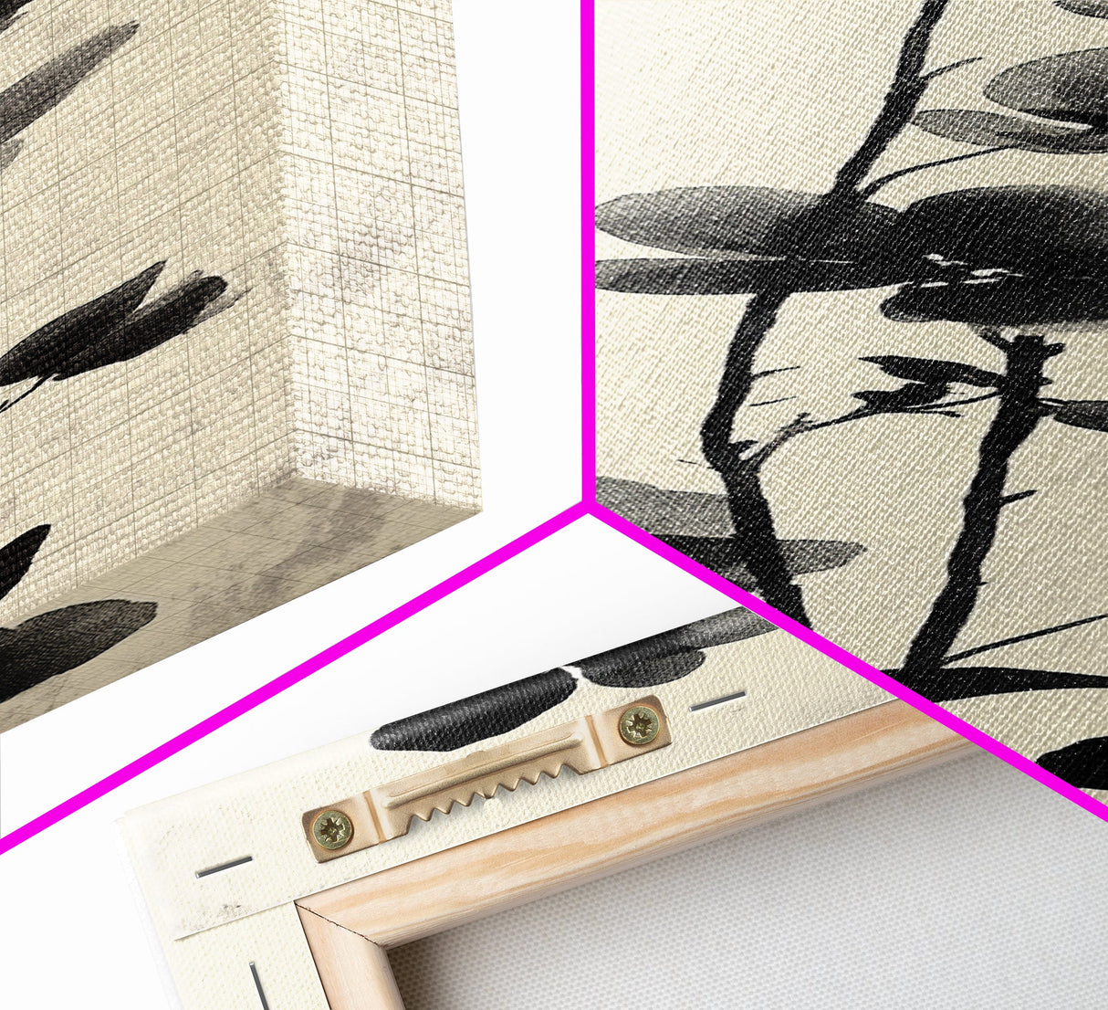 Framed Canvas Print Cherry Blossom Painting Black and White Floral Art, Wabi Sabi Decor, Japanese-Inspired Wall Art, Skinny Canvas Gift
