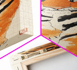 Framed Canvas Print Intense Tiger Painting, Wild Animal Art, Bold Orange Wall Decor, Living Room Above Sofa Art, Unique Gift Idea