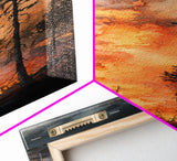 Fiery Forest Flames Canvas Print – Dark Moody Art, Forest Fire Scene, Dramatic Wall Art, Wabi Sabi Wall Art, Above Bed Decor, Rustic Wall Art