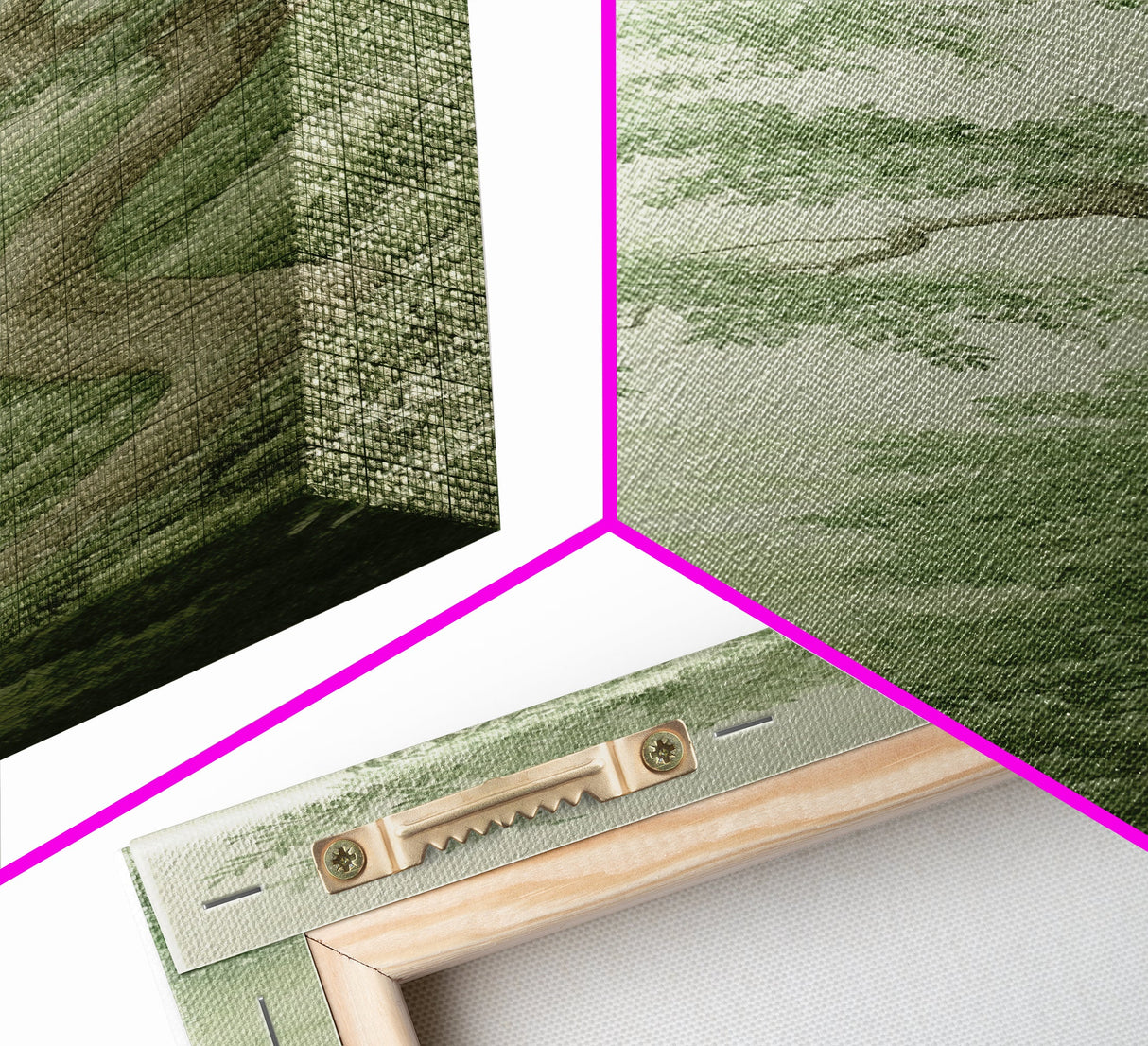 Misty Green Botanical Scene - Framed Canvas Print Showcasing Wabi Sabi Art Style with Tranquil Tree Landscape