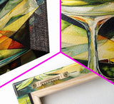 Vibrant Geometric Martini Glass, Abstract Cocktail Art, Mosaic Wall Art Canvas Print, Modern Bar Decor, Martini Wall Art