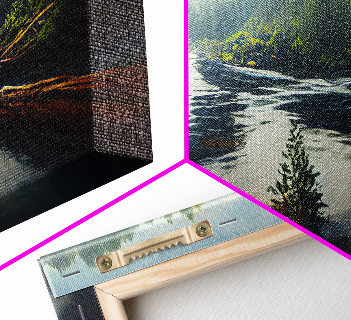Flowing River wall decor, ready to hang canvas print wall art, blue river cabin art, lake house art