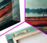 Painting of a Canoe, Lakehouse Art, ready to hang canvas print wall art, framed canvas wall art, mancave wall art