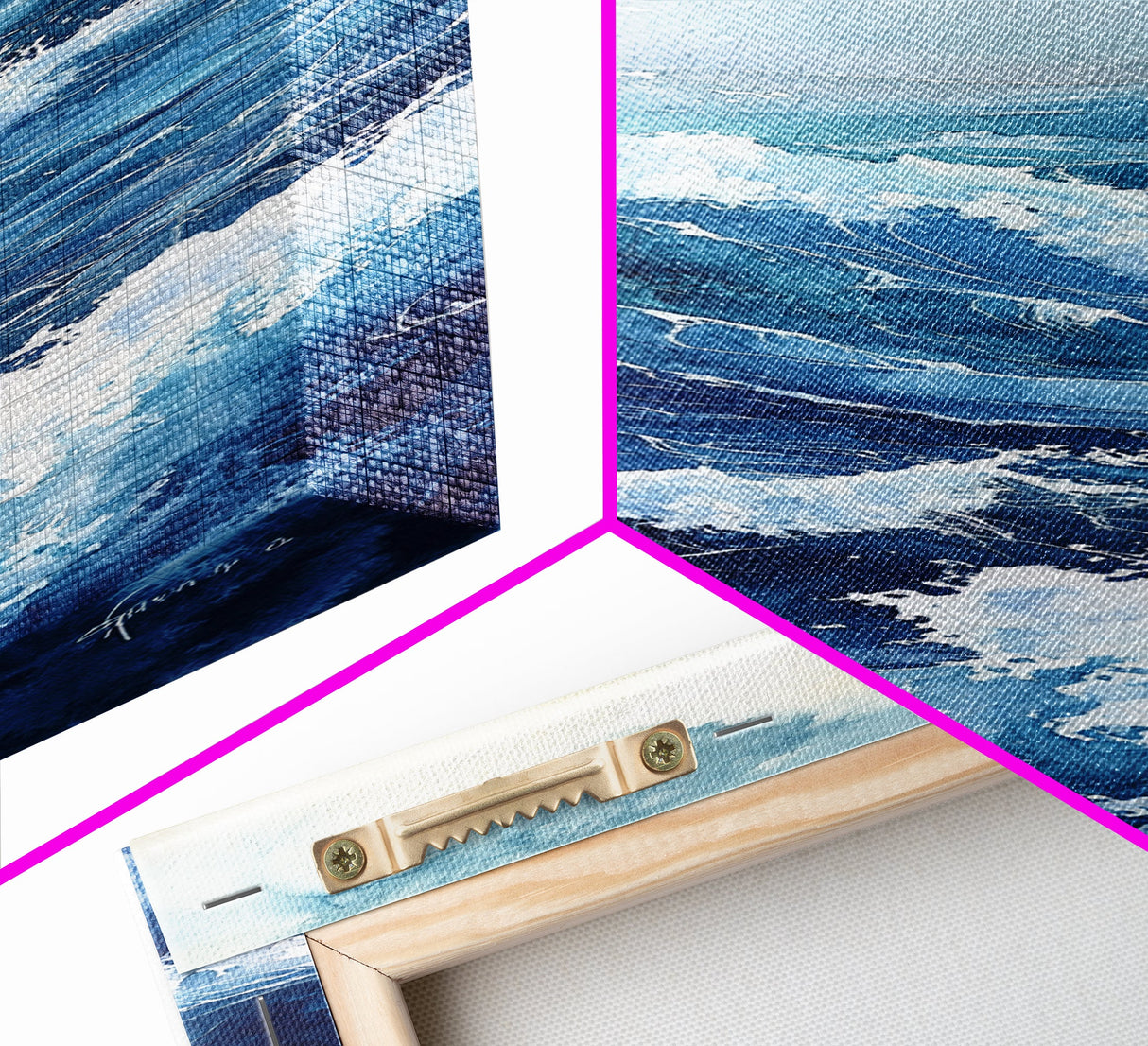Ocean Waves Canvas Print Coastal Wall Art Nautical Decor Seascape Painting Above Bed Art Living Room Art Blue Green Wall Gift