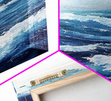 Ocean Waves Canvas Print Coastal Wall Art Nautical Decor Seascape Painting Above Bed Art Living Room Art Blue Green Wall Gift