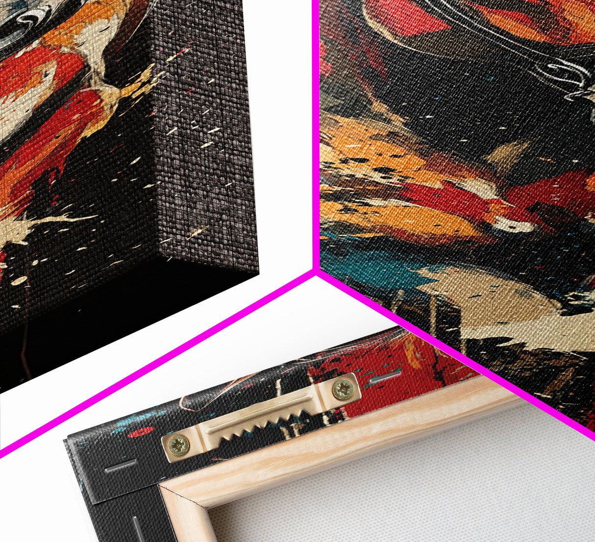 Abstract Horse Painting Framed Canvas Print Colorful Chicano Art Bold Moody Southwest Long Narrow Wall Art Bedroom or Living Room