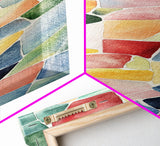 Stained Glass Mosaic Framed Canvas Print Vibrant Moroccan Wall Art Bright Geometric Long Skinny Living Room or Bedroom Decor