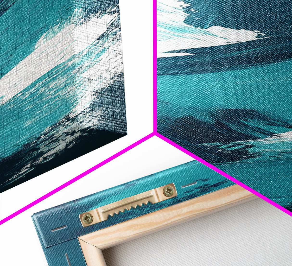 Oceanic Brushstroke Canvas Print in Teal and White, Abstract Art, Coastal Wall Art, Nautical Decor, Minimalist Art, Living Room Art