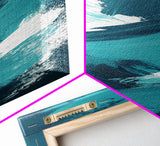 Oceanic Brushstroke Canvas Print in Teal and White, Abstract Art, Coastal Wall Art, Nautical Decor, Minimalist Art, Living Room Art