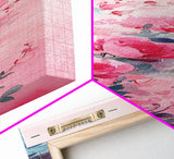 Romantic Rose Painting Framed Canvas Print with Light Pink Wall Art Featuring Cherry Blossom Details and Cozy Bedroom Decor Accents