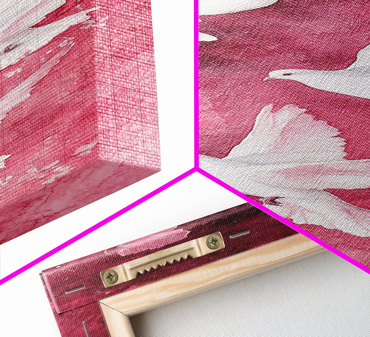 White Doves Canvas Print - Angel Art Prints on Burgundy Background, Symbolic Bird Art, Light Pink Abstract Vertical Wall Decor