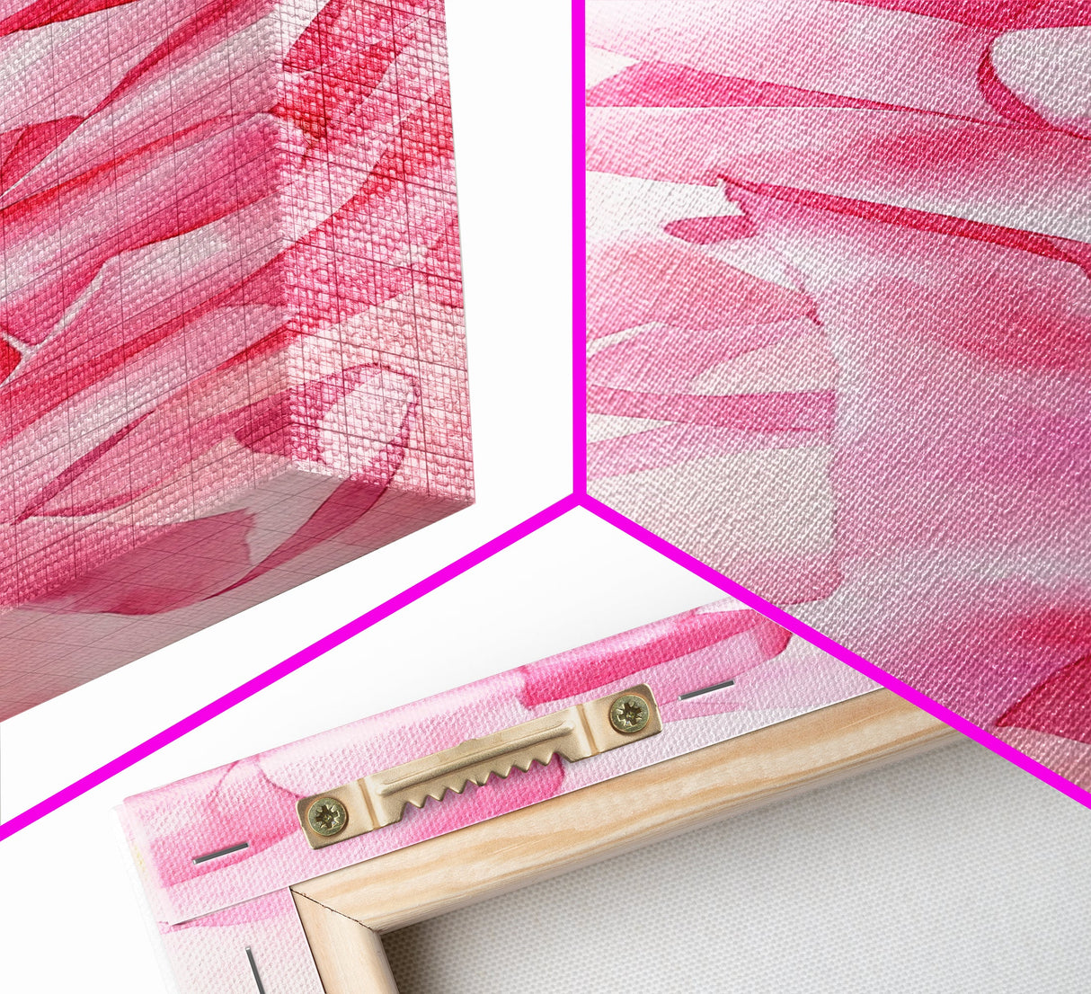 Pink Ribbons Canvas Print Abstract Feminine Wall Art Whimsical Vertical Decor Skinny Boho Gift Idea Light Pink Aesthetic