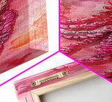 Shimmering Pink Beads Canvas Print Gemstone Painting Whimsical Wall Art Jewelry Lover Gift Vertical Pink Abstract Rustic Art