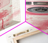 Retro Pink Camera Canvas Print Whimsical Wall Art Photography Lover Gift Living Room Art Vertical Pink Abstract Minimalist