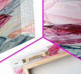 Gemstone Watercolor Painting Framed Canvas Print, Whimsical Pink Abstract Wall Art, Geometric Skinny Vertical Bedroom Art
