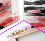 Abstract Vinyl Records Canvas Print, Retro Music Lover Wall Art, Light Pink Minimalist Art, Vertical Skinny Living Room Decor