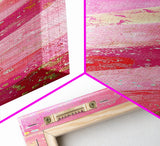 Pink and Gold Abstract Canvas Print, Whimsical Blotter Art with Metallic Accents, Vibrant Vertical Art for Bright and Creative Spaces