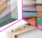Geometric Abstract Framed Canvas Print Pastel Colorful Wall Art Matisse Inspired Decor Living Room Art Modern Home Accent