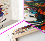 Vibrant Peacock Art Canvas Print with Boho Decor Elements and Colorful Whimsical Art, Perfect Vertical Wall Art Gift Idea