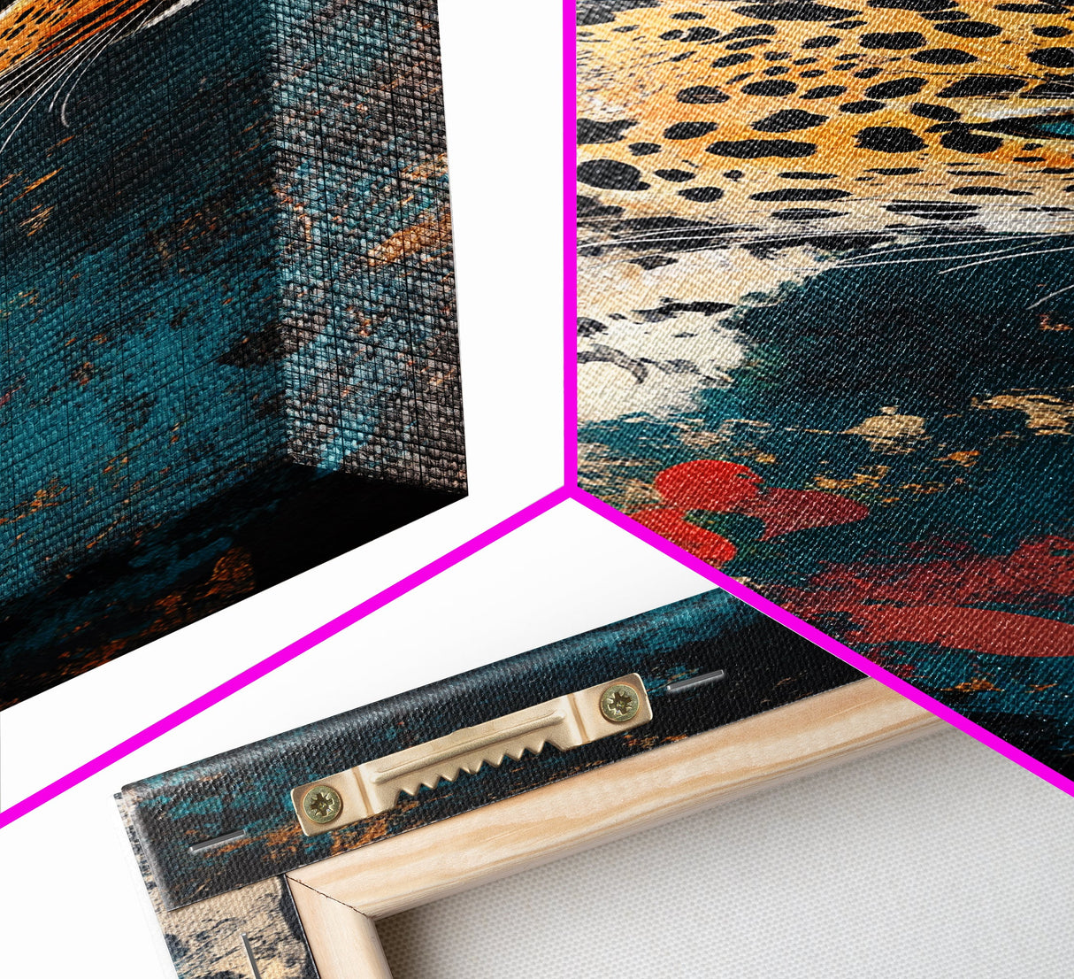 Leopard Wall Art Framed Canvas Print Featuring Elegant and Colorful Design, Perfect Vertical Boho Home Decor Accent Piece