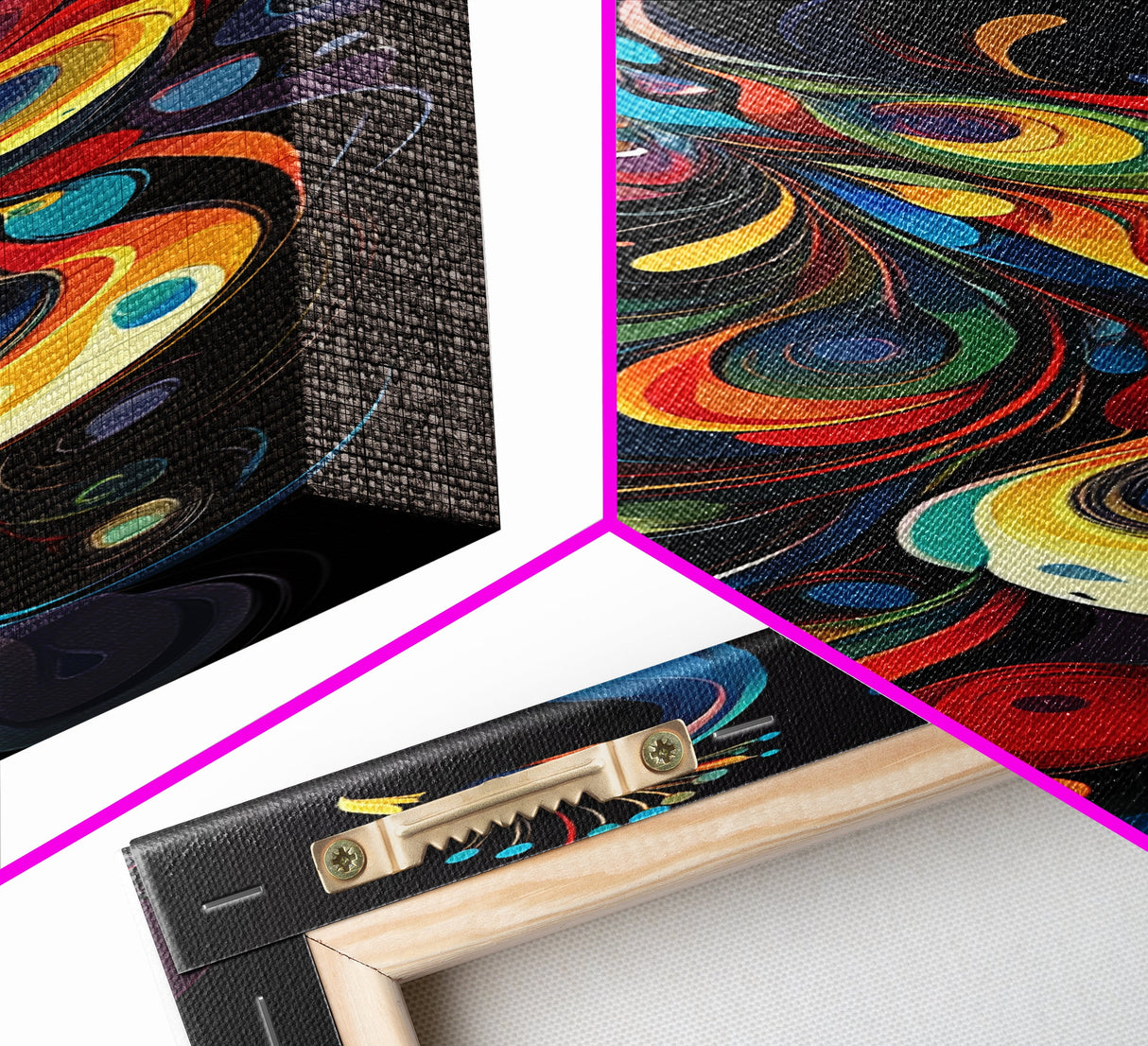 Dynamic Peacock Framed Canvas Print with Swirling Colors, Vibrant Bird Art Perfect Vertical Wall Art and Boho Home Decor Accent