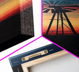 Canvas Print Moody Sunset Windmill Wall Art, Vertical Rustic Decor, Tall Narrow Farmhouse Artwork, Gift Idea for Living Room